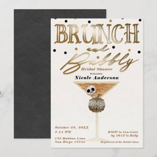Invitation Brunch & Bubbly Wine Gold Halloween Enterrement de