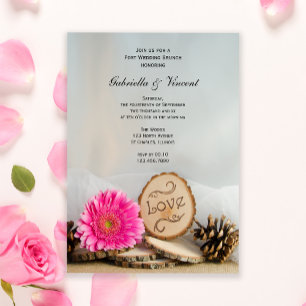 Invitation Brunch champêtre de mariage Rose Pâle aux Margueri
