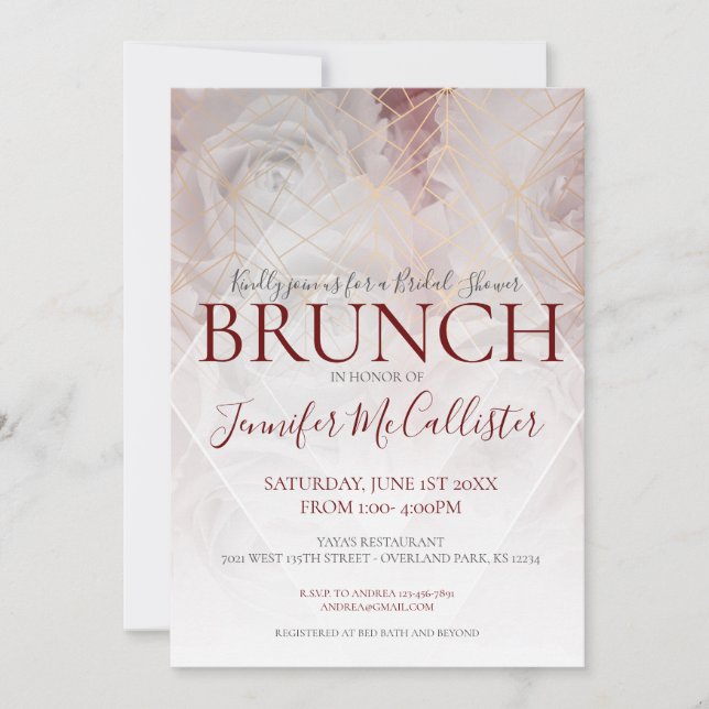Invitation Brunch chic floral géométrique moderne de Fête de (Devant)