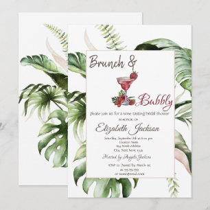 Invitation Brunch cocktail aux feuilles tropicales et bulles