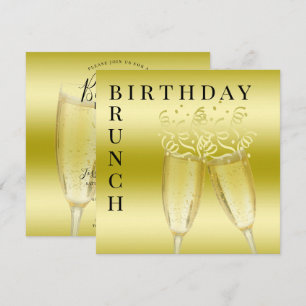 Invitation Brunch d'anniversaire Champagne & Streamers