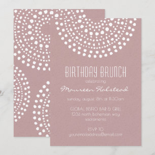 Invitation Brunch d'anniversaire de Boho Bali en Rose