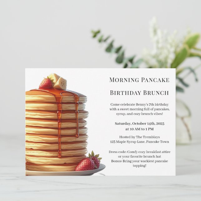 Invitation Brunch d'anniversaire du matin du crêpe | Week-end (Debout devant)