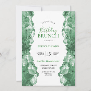 Invitation Brunch d'anniversaire en Quartz Émeraude