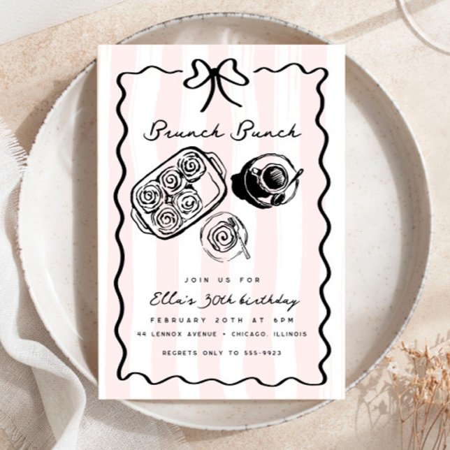 Invitation Brunch d'anniversaire Petit déjeuner Café Bow Dood (Créateur téléchargé)