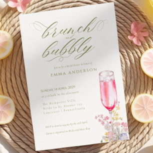 Invitation Brunch de calligraphie élégante et douche de marié
