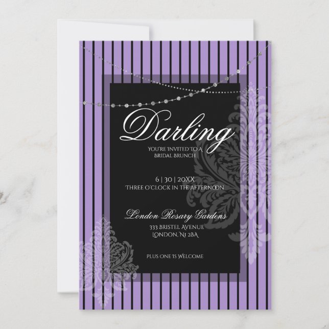 Invitation Brunch de douche nuptiale avec la mariée violet no (Devant)