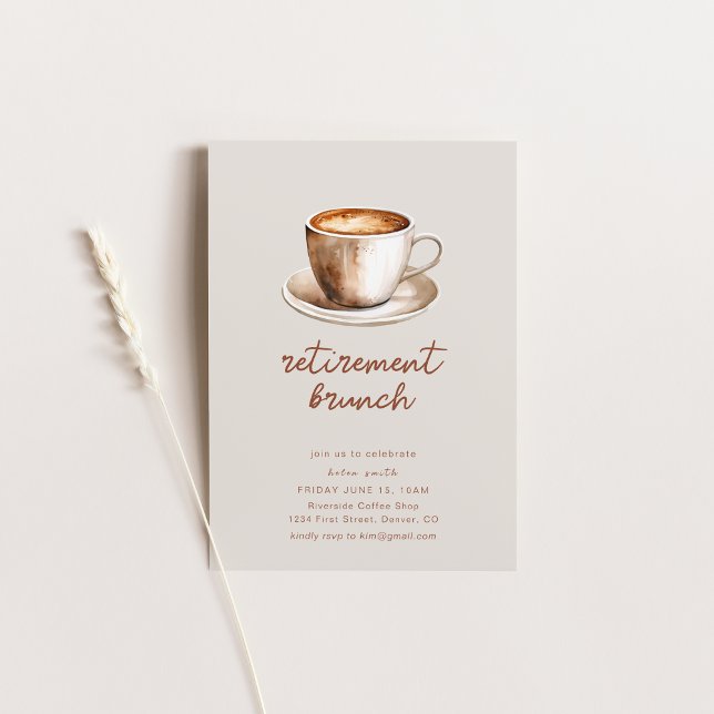 Invitation Brunch de fête de retraite avec café (Créateur téléchargé)