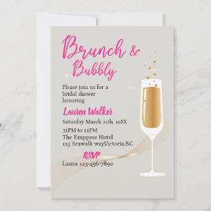 Invitation brunch de fête moderne bachelorette et bulle, gris