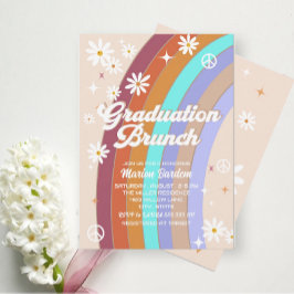 Invitation Brunch de graduation à l'aquarelle rétro groovy