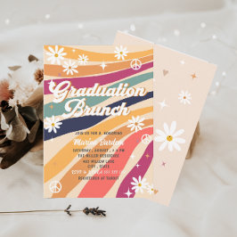 Invitation Brunch de graduation à l'aquarelle rétro groovy