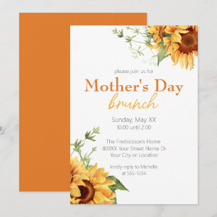 Invitation Brunch de la fête des mères aux tournesols aquarel