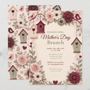 Invitation Brunch de la fête des mères en hiver Burgundy Blus