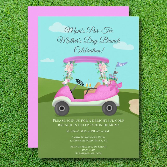 Invitation Brunch de la fête des mères en voiturette de golf  (Créateur téléchargé)