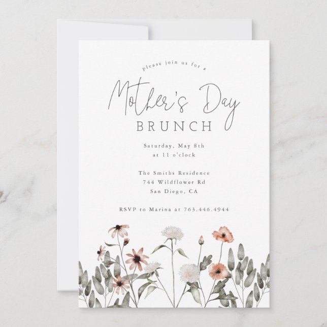 Invitation Brunch de la fête des mères | FLEUR SAUVAGE (Devant)