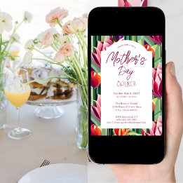 Invitation Brunch de la fête des mères - motif botanique blan