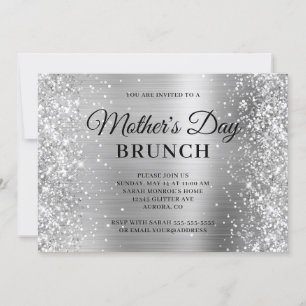 Invitation Brunch de la fête des Mères paillettes et feuille 