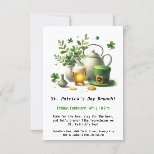 Invitation Brunch de la Saint Patrick - Thé, bière et irlanda