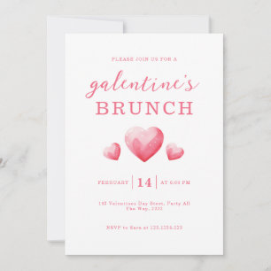 Invitation Brunch de la Saint-Valentin Moderne aux Cœurs Rose