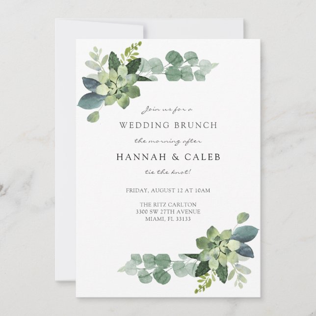 Invitation Brunch de mariage au eucalyptus (Devant)