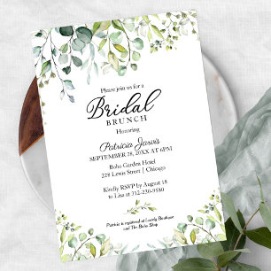 Invitation Brunch de mariage avec verdure d'eucalyptus à l'aq
