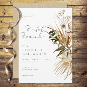 Invitation Brunch de mariage bohème blanc moderne avec fleurs