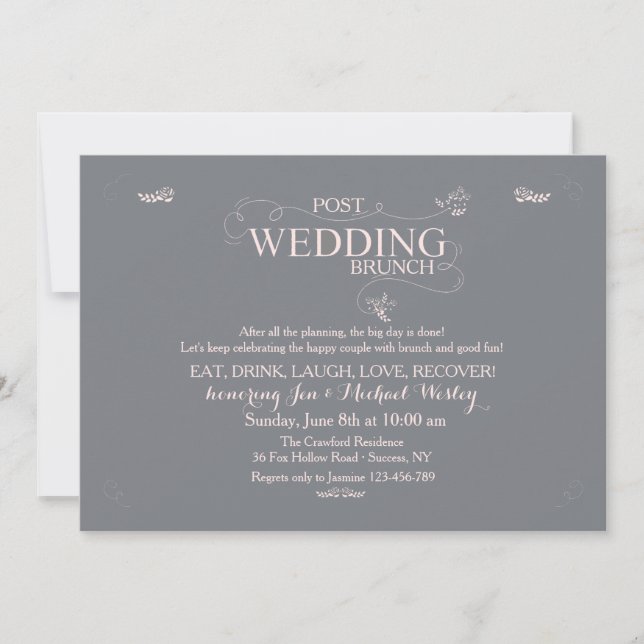 Invitation Brunch de mariage dans l'invitation grise (Devant)