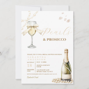 Invitation Brunch de mariage élégant au champagne et perles