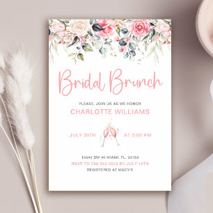 Invitation Brunch de mariage floral rose tendre