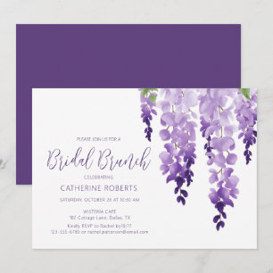 Invitation Brunch de mariage lilas Wisteria aquarelle