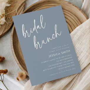 Invitation Brunch de mariage minimaliste moderne bleu poussié