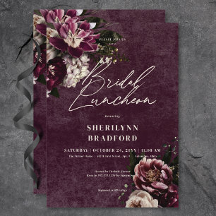 Invitation Brunch de mariée à la florale noire et blanche