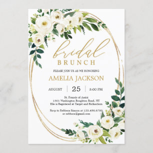 Invitation Brunch de mariée en or et verdure personnalisé