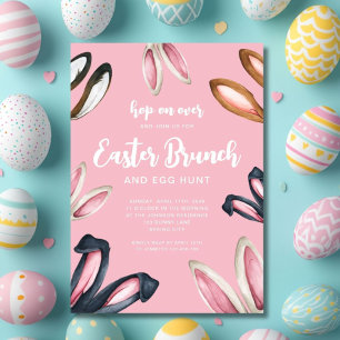 Invitation Brunch de Pâques aux oreilles de lapin mignon