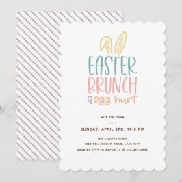 Invitation Brunch de Pâques Chasse aux oeufs Bunny Oreilles I