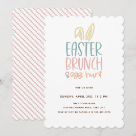 Invitation Brunch de Pâques Chasse aux oeufs Bunny Oreilles I