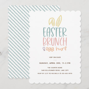 Invitation Brunch de Pâques Chasse aux oeufs Bunny Oreilles I
