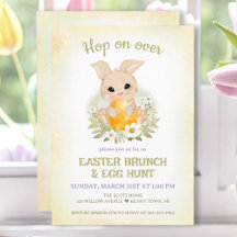Brunch de Pâques Chasse aux Oeufs Lapin Jaune Cute