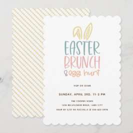 Invitation Brunch de Pâques Chasse aux Oeufs Lapin Oreilles