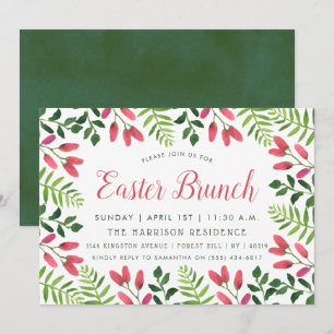 Invitation Brunch de Pâques en fleurs printanières simples