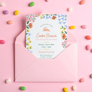 Invitation Brunch de Pâques Floral du printemps moderne