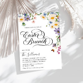 Invitation Brunch de Pâques Floral Fleur sauvage