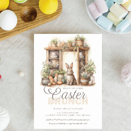 Invitation Brunch de Pâques rustique vintage