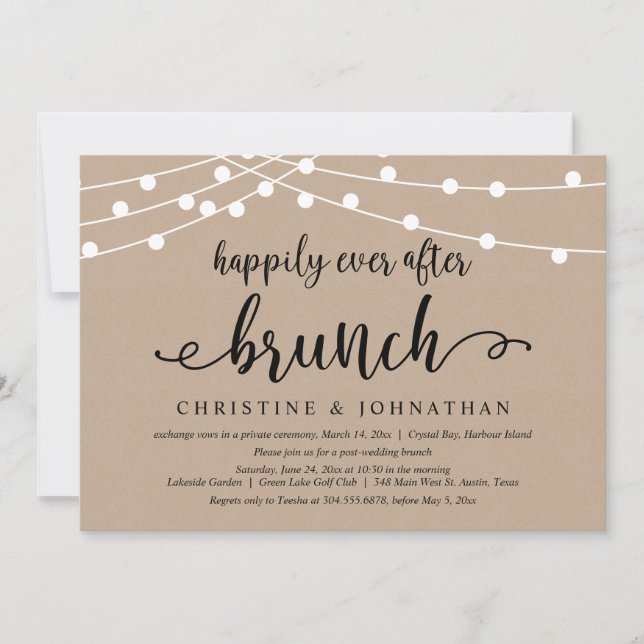 Invitation Brunch de pour toujours, Mariage en Elopement (Devant)