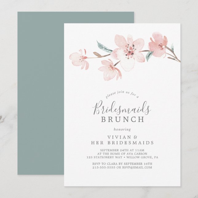 Invitation Brunch des femmes d'affaires en fleurs de cerisier (Devant / Derrière)