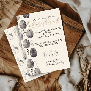 Invitation Brunch d'Œufs de Pâques à l'Aquarelle de Printemps