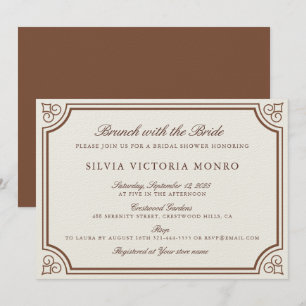 Invitation Brunch Ecru classique avec la Fête des mariées de 