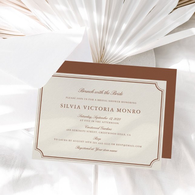 Invitation Brunch Ecru classique avec la Fête des mariées de  (Classic Ecru Brunch with the Bride Bridal Shower Invitation)