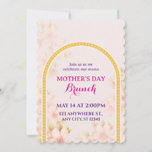 Invitation Brunch élégant de la fête des mères aux fleurs ros