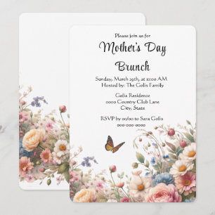 Invitation Brunch élégant floral de la fête des mères 